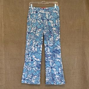 LILLY PULITZER Jubilee Coronado Crab Pants Blue White Flowers Seashell Lobster 2